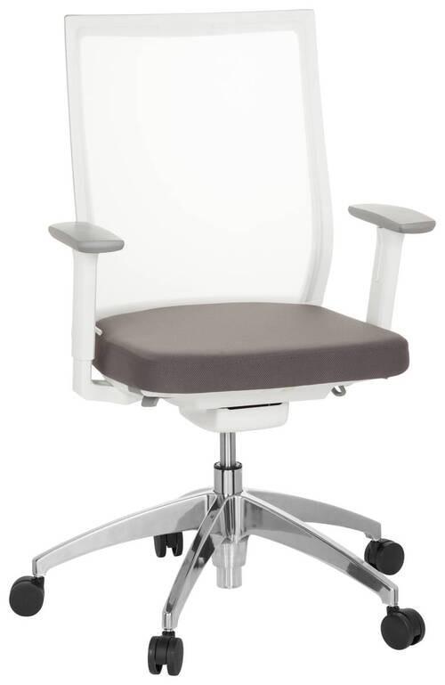 Drehstuhl Aspen Armstützen Gau/Weiß Bis 120kg - Alufarben/Weiß, MODERN, Kunststoff/Textil (63/97/55cm) - MID.YOU
