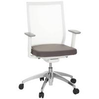 Drehstuhl Aspen Armstützen Gau/Weiß Bis 120kg - Alufarben/Weiß, MODERN, Kunststoff/Textil (63/97/55cm) - MID.YOU