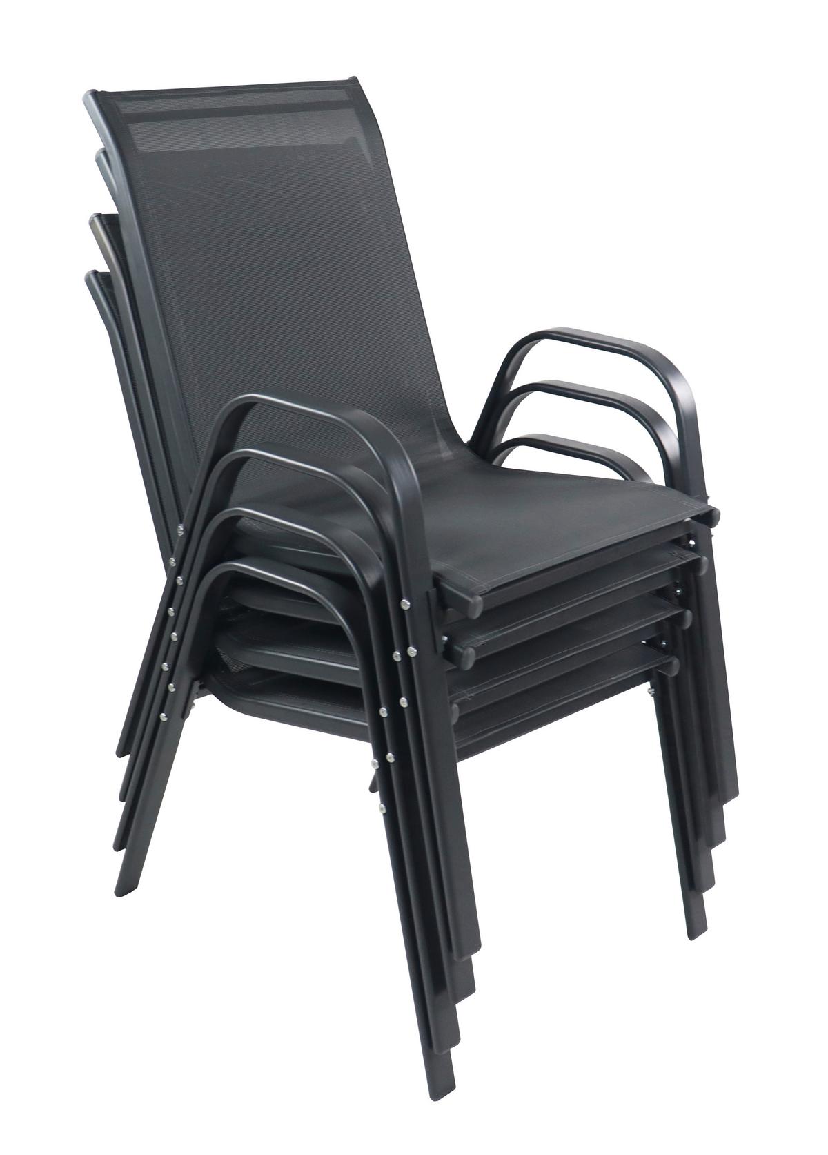 Gartenstuhl-set Sonlas 4-Teilig Anthrazit - Anthrazit, MODERN, Kunststoff/Metall (56/89/73cm) - MID.YOU