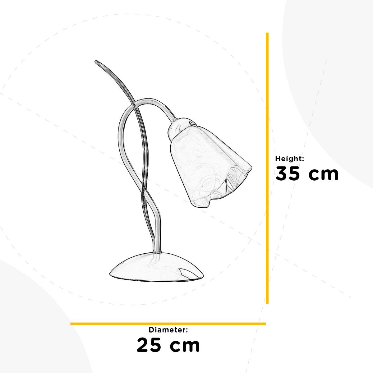 Nachttischleuchte 4802/L - Weiß, KONVENTIONELL, Glas/Metall (25/35cm)
