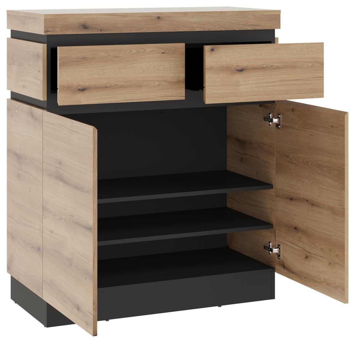 Garderobe Corte Eiche Dekor/grau B: 262 Cm - Eichefarben/Grau, Trend, Holzwerkstoff (262/200,5/45cm)