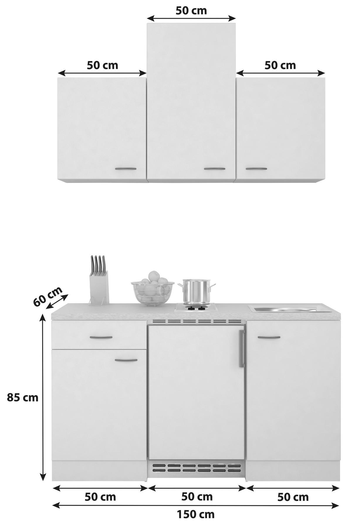 Miniküche M. Kühlschrank + Kochfeld 150 Cm Creme/buche - Beige/Buchefarben, MODERN, Holzwerkstoff (150cm) - FlexWell