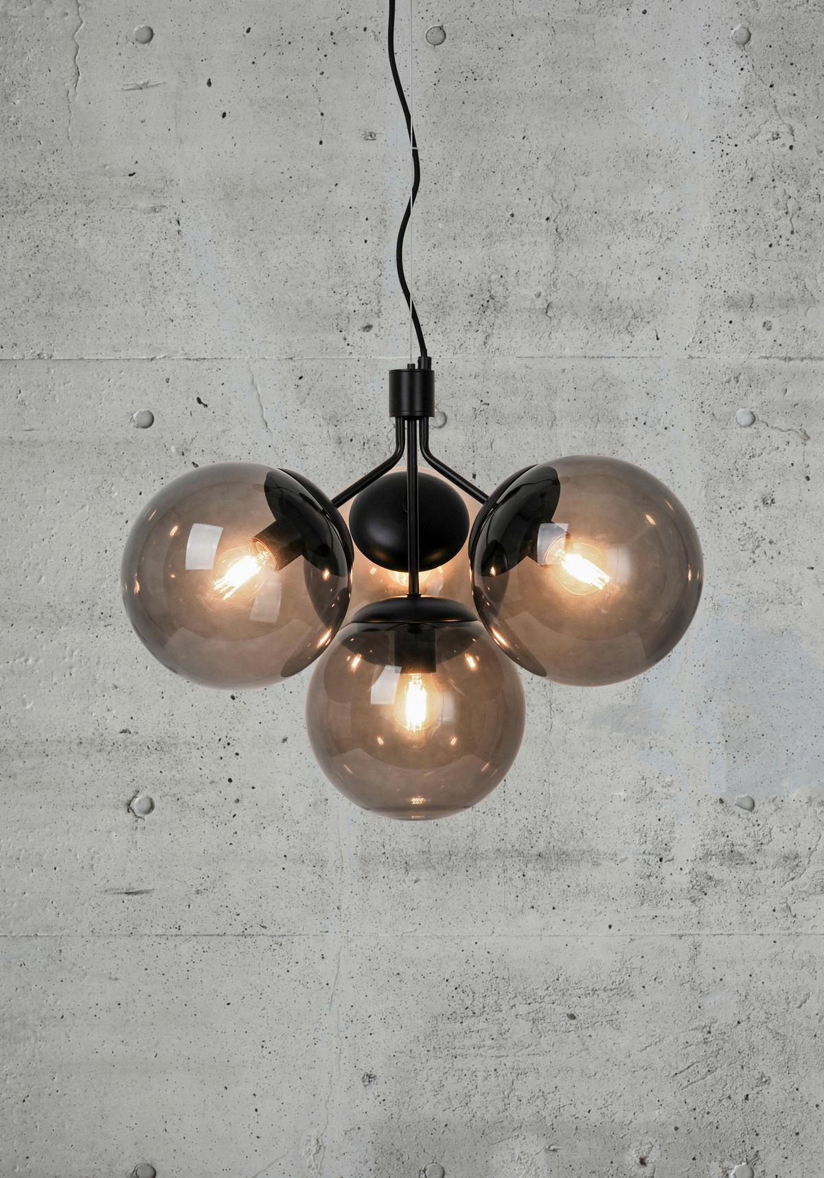 Hängeleuchte Ivona Pela Schwarz  D: 41 cm - Schwarz, KONVENTIONELL, Glas/Metall (41/54cm) - Nordlux