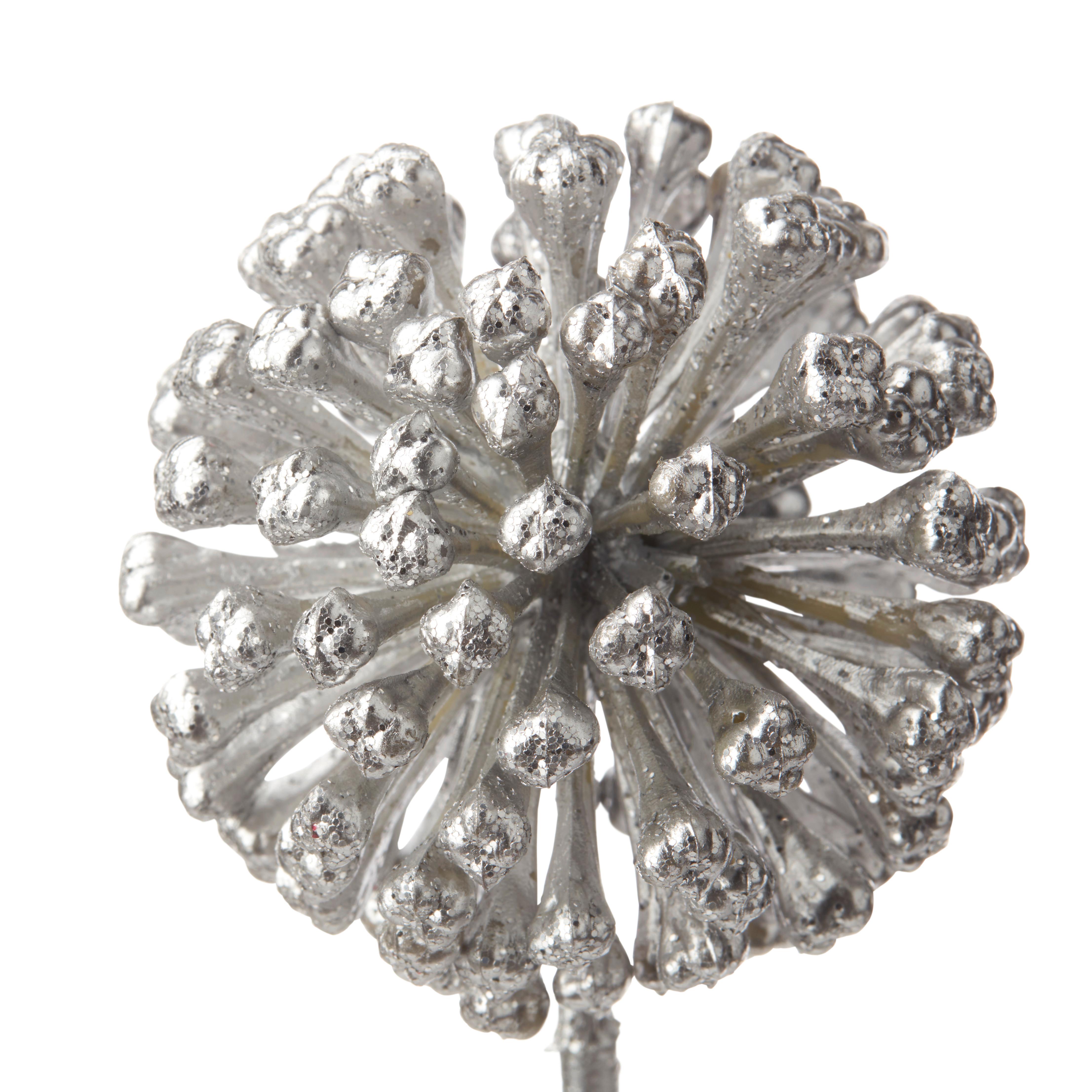 Kunstpflanze Allium-Blume Silberfarben H: 55 cm Dora - Silberfarben, MODERN, Kunststoff (55cm)