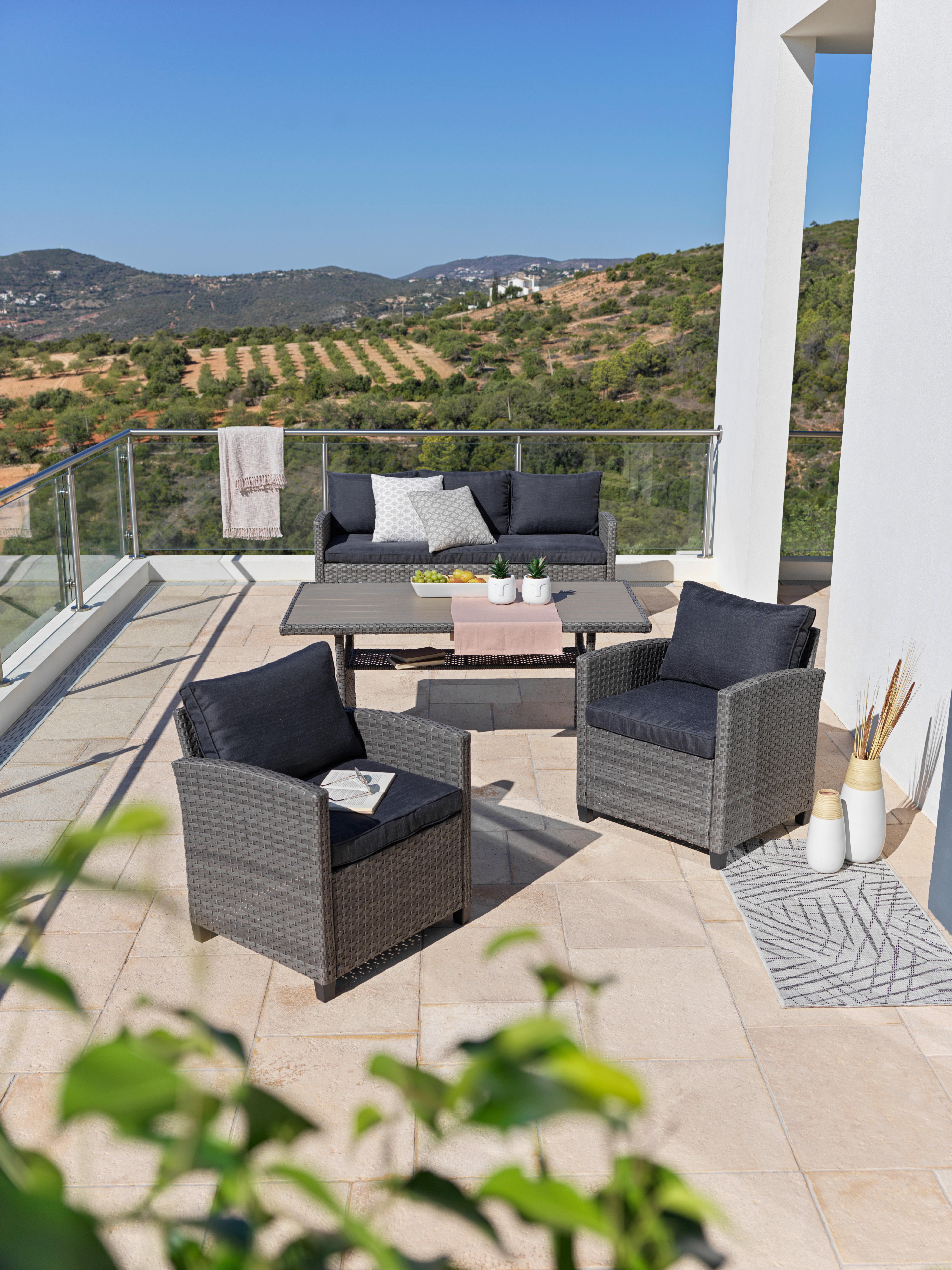 Lounge Garnitúra Lisabon - barna/szürke, Modern, műanyag/textil - Luca Bessoni
