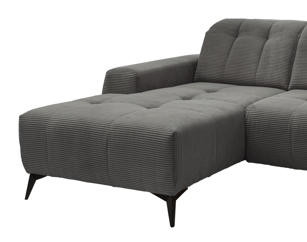 Ecksofa Mit Usb Anschluss Sano, Grau, S: 258x180 Cm - Schwarz/Grau, MODERN, Textil (258/180cm) - Livetastic