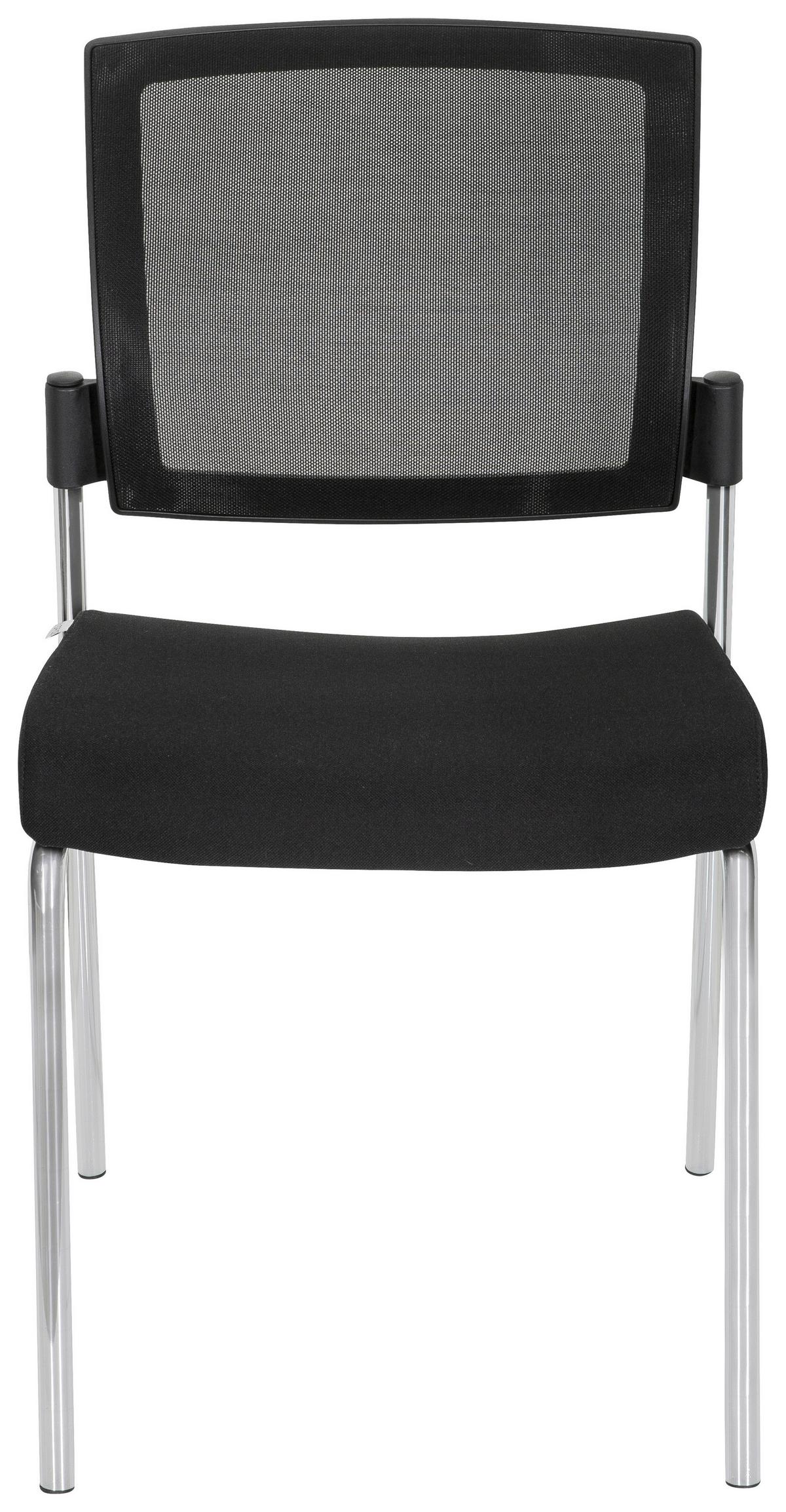 Besucherstuhl K9 V Gepolstert Schwarz Bis 180kg - Chromfarben/Schwarz, MODERN, Textil/Metall (48/90/58cm) - MID.YOU