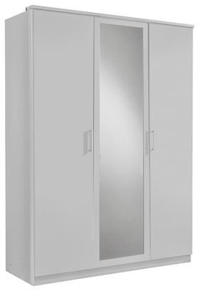 Dreitüriger Kleiderschrank in Weiß mit Spiegeltür Dreitüriger Kleiderschrank in Weiß mit Spiegeltür