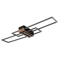 LED-Deckenleuchte Dakari Schwarz Weiß Dunkelbraun - Dunkelbraun/Schwarz, Natur, Holzwerkstoff/Kunststoff (100/25/9,7cm) - Globo