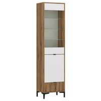 Vitrine Ricko Eichefarben/Weiß B: 47,6 cm - Eichefarben/Schwarz, Trend, Glas/Holzwerkstoff (47,6/198/40cm)