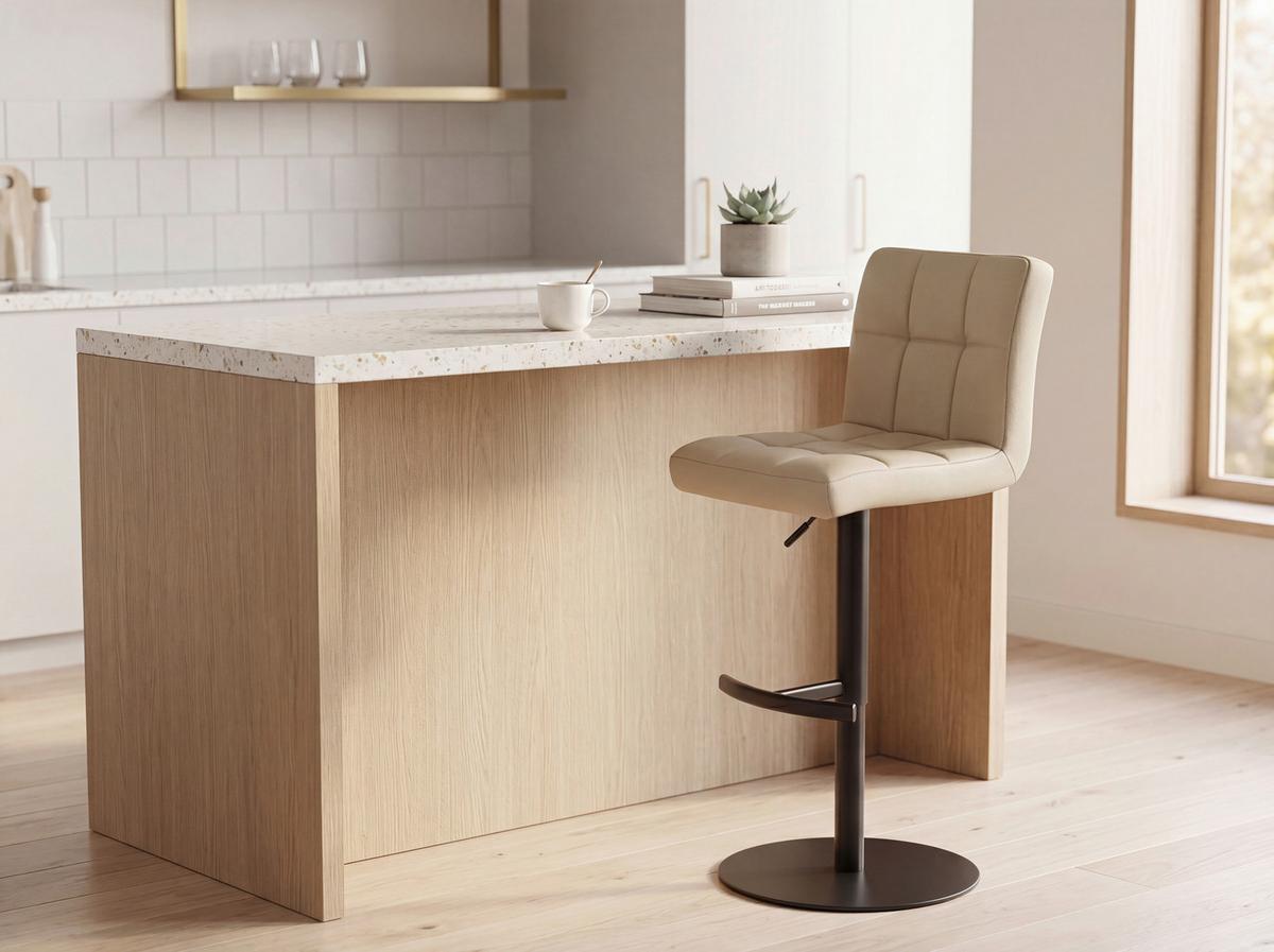 Barhocker Triest Beige B: 43 cm - Beige/Schwarz, MODERN, Leder/Metall (43/92/113/51,5cm) - Livetastic