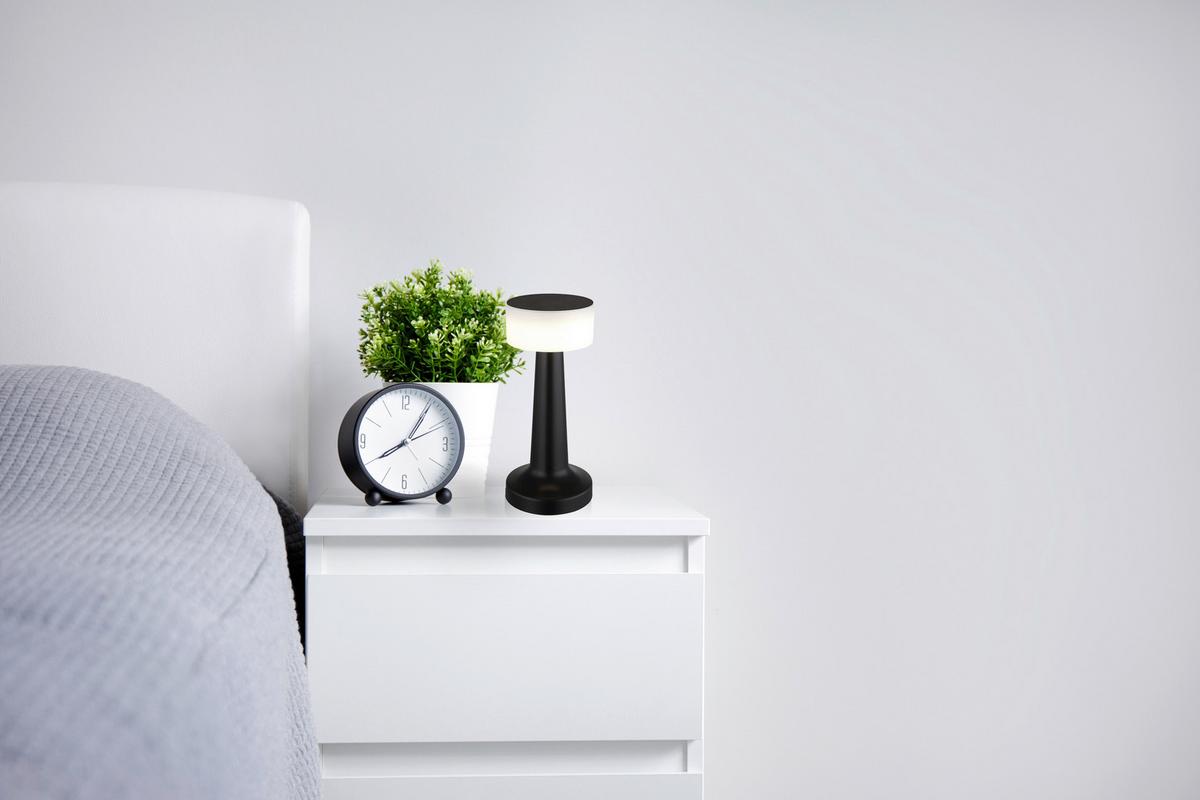 Led-tischleuchte Win - Opal/Schwarz, MODERN, Kunststoff (9,5/21,5cm) - Luca Bessoni