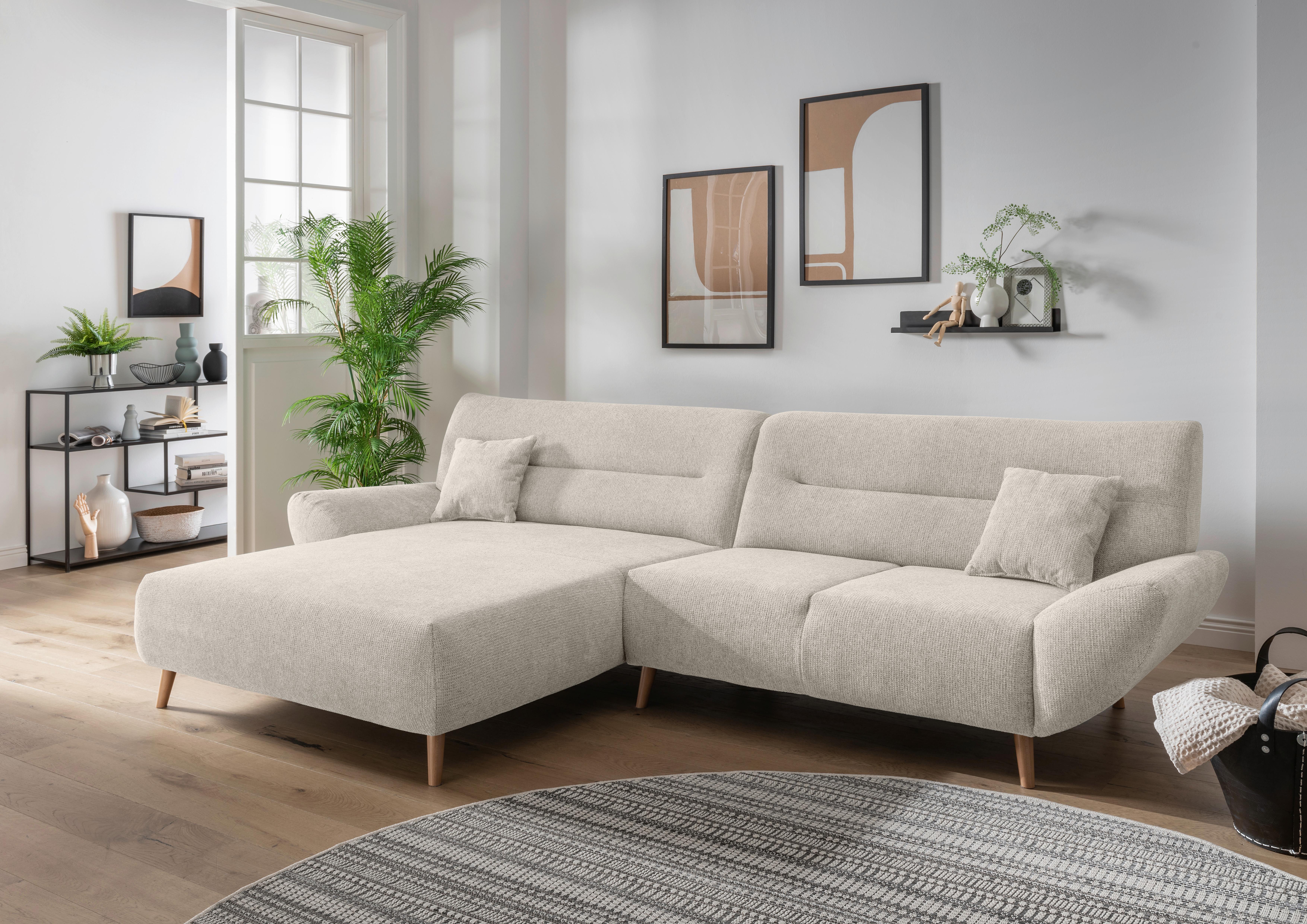 Ecksofa Chenille Beige S: 166x290 cm - Wildeiche/Beige, MODERN, Textil (166/290cm) - MID.YOU