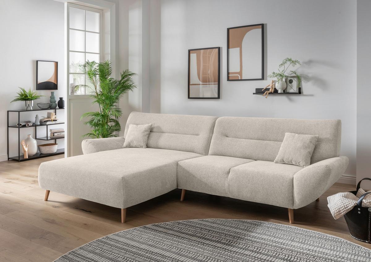 Ecksofa Chenille Beige S: 166x290 Cm - Wildeiche/Beige, MODERN, Textil (166/290cm) - MID.YOU