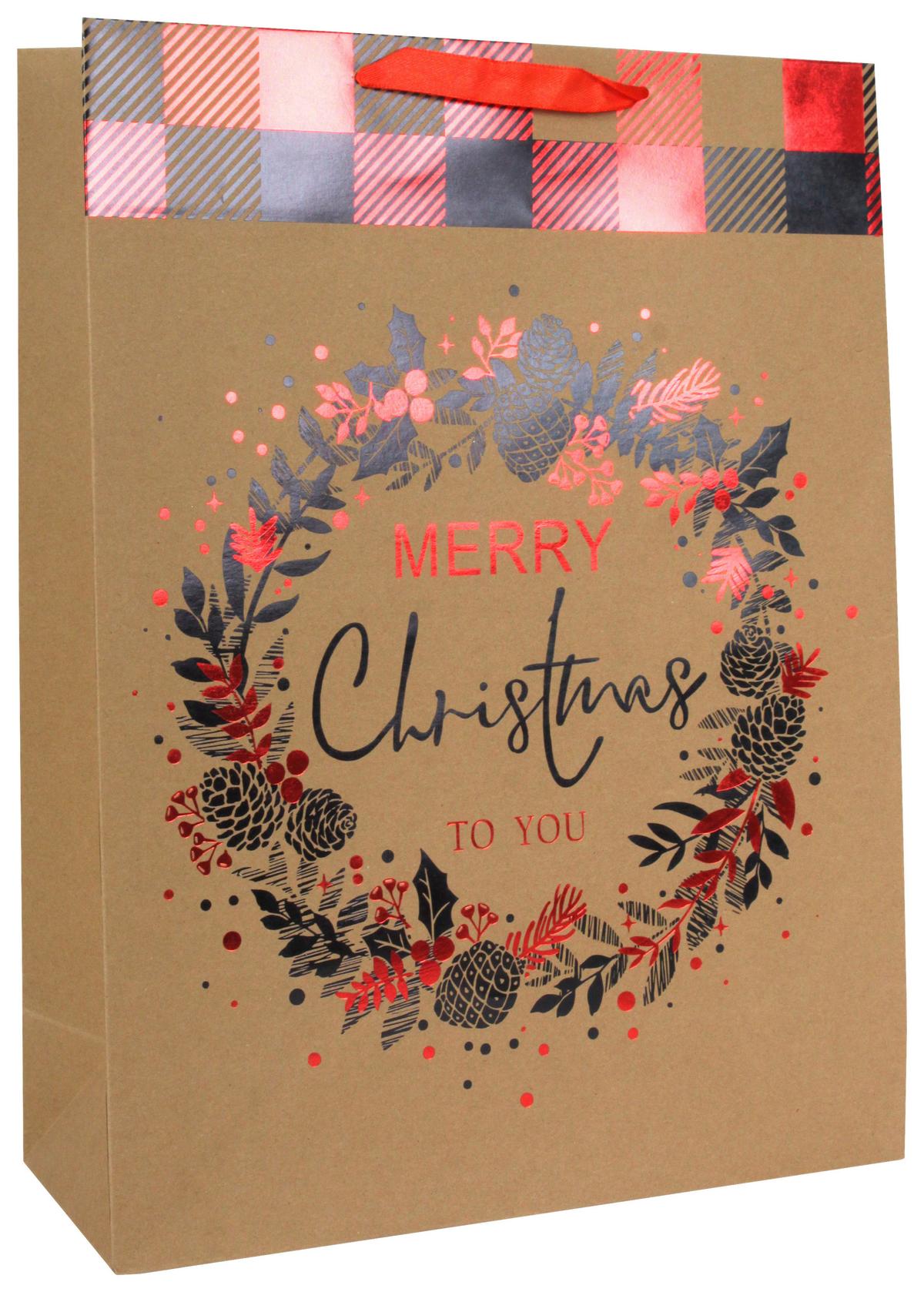 Geschenktasche Merry Christmas Xl - Multicolor, Basics, Papier (26/32/12cm)