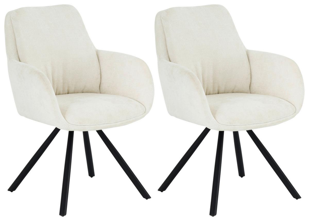 Armlehnstuhl-Set Bela - Beige/Schwarz, LIFESTYLE, Holz/Textil (62/88/66cm) - MID.YOU