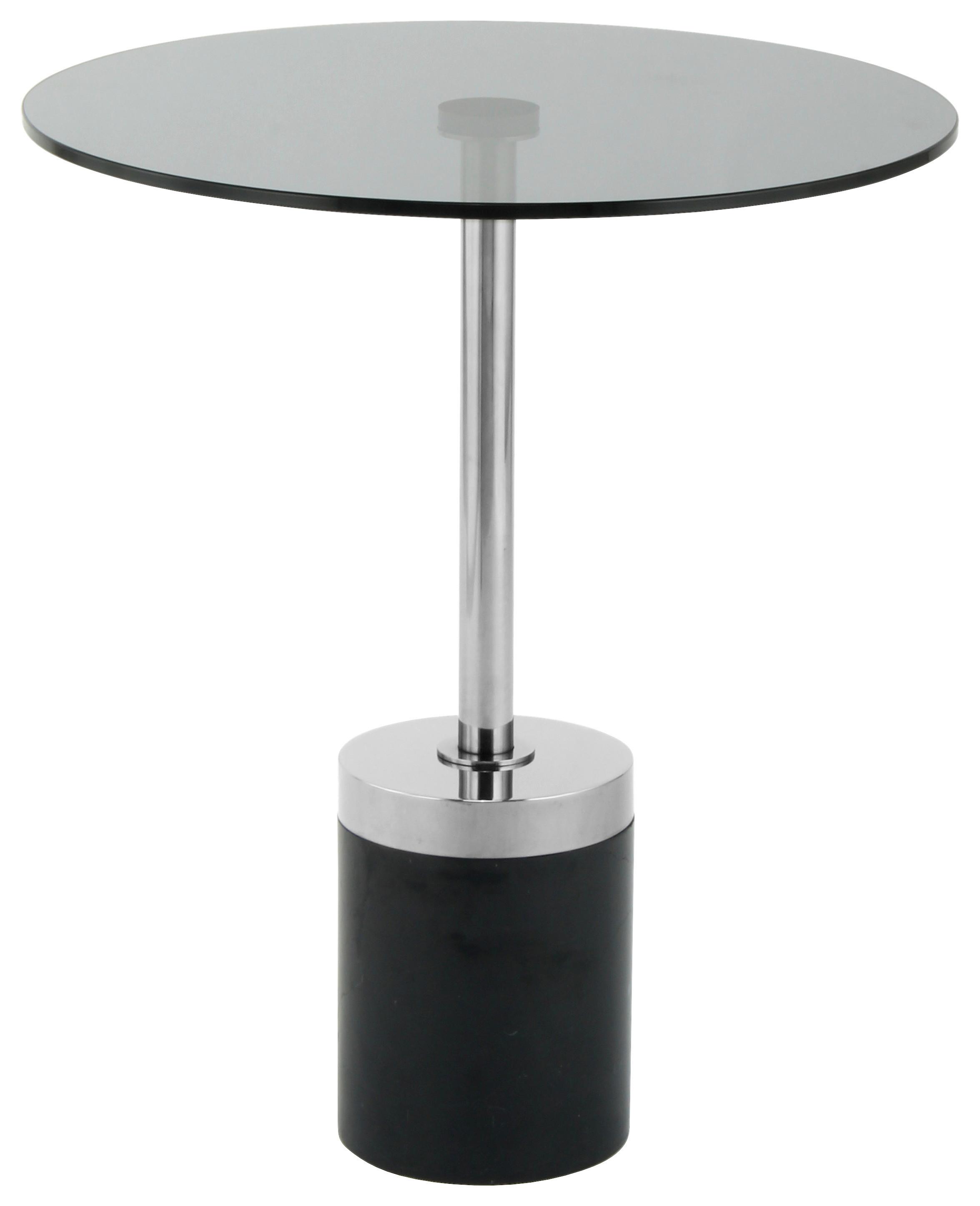 Beistelltisch Lana 125 Graphitfarben/schwarz - Graphitfarben/Schwarz, Design, Glas/Stein (46/46/53cm) - Kayoom