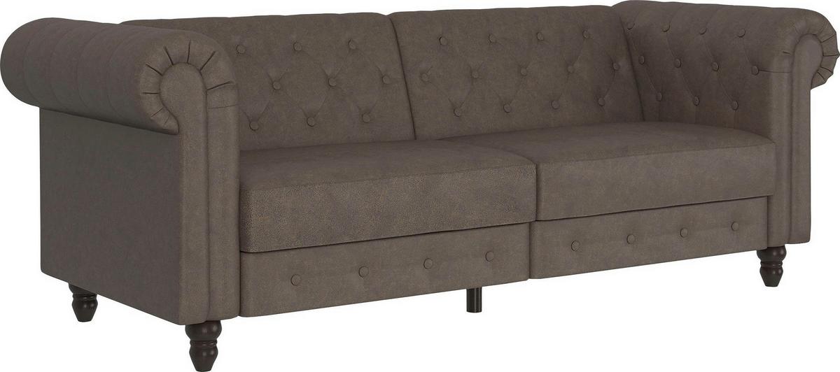 Schlafsofa Firenze Dunkelbraun,mit Schlaffunktion - Dunkelbraun/Schwarz, Basics, Textil (236/83/87cm) - Livetastic