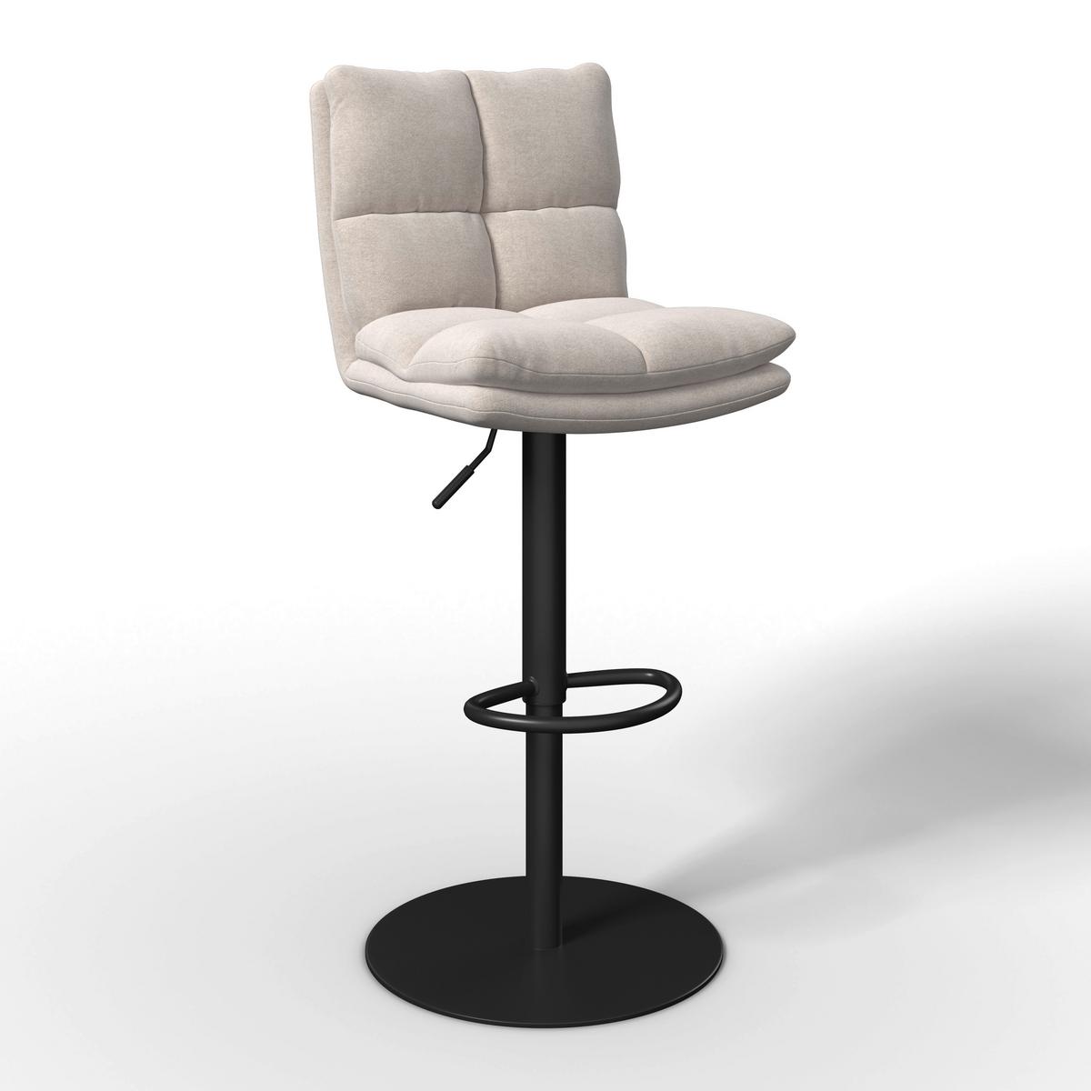 Barová stolička Caja, krémová - čierna/krémová, Modern, kov/drevo (47/87-107/49cm) - Bessagi Home