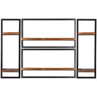 Wandregalset 4-tlg. Mangoholz B: 125cm - Schwarz/Naturfarben, Design, Holz/Metall (125/75/25cm) - MID.YOU