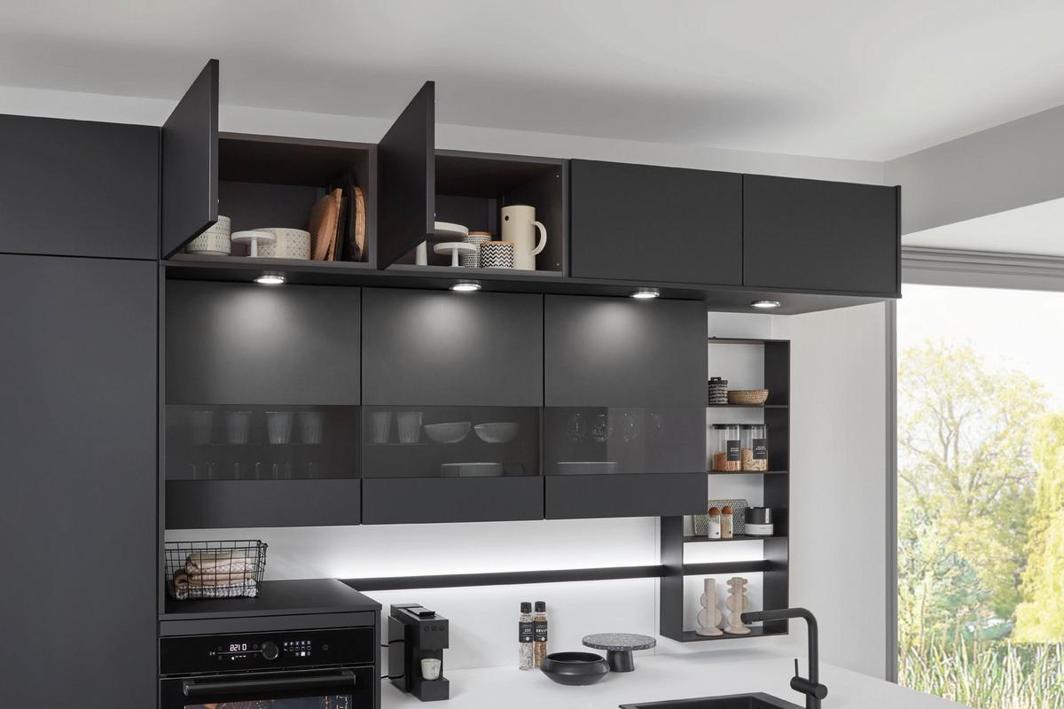 Eckküche Eastbourne - Schieferfarben/Graphitfarben, MODERN, Holzwerkstoff (303,2/264,5cm) - Vertico