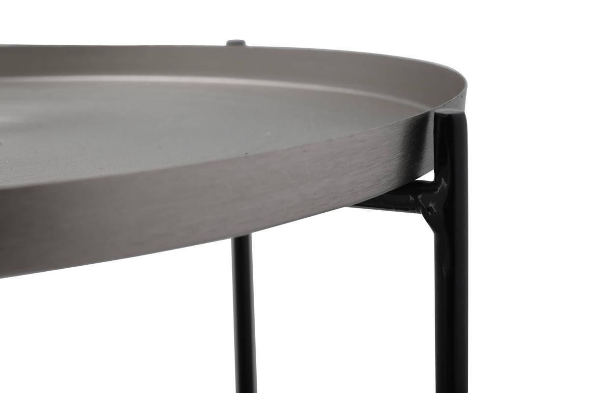 Príručný stolík LUISA, strieborná - čierna/strieborná, Trend, kov/kameň (33/61/33cm)
