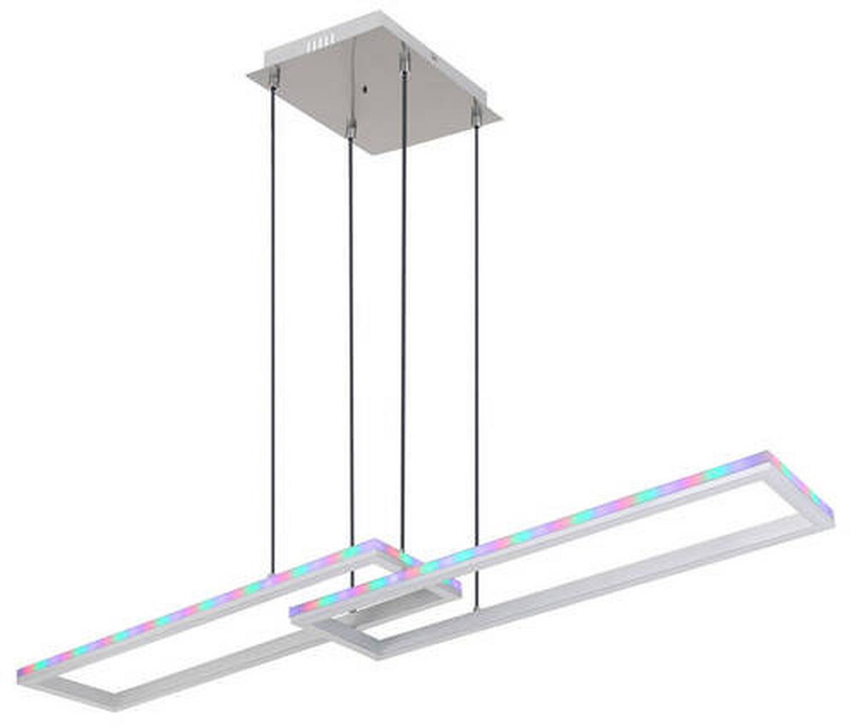 LED-Hängeleuchte 67209-45h - Silberfarben/Opal, Trend, Kunststoff/Metall (119,5/25,5/120cm) - Globo