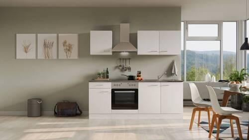 Küchenblock Lucca Weiß/Graubraun B: 210 cm - Graubraun/Weiß, MODERN, Holzwerkstoff (210cm) - FlexWell