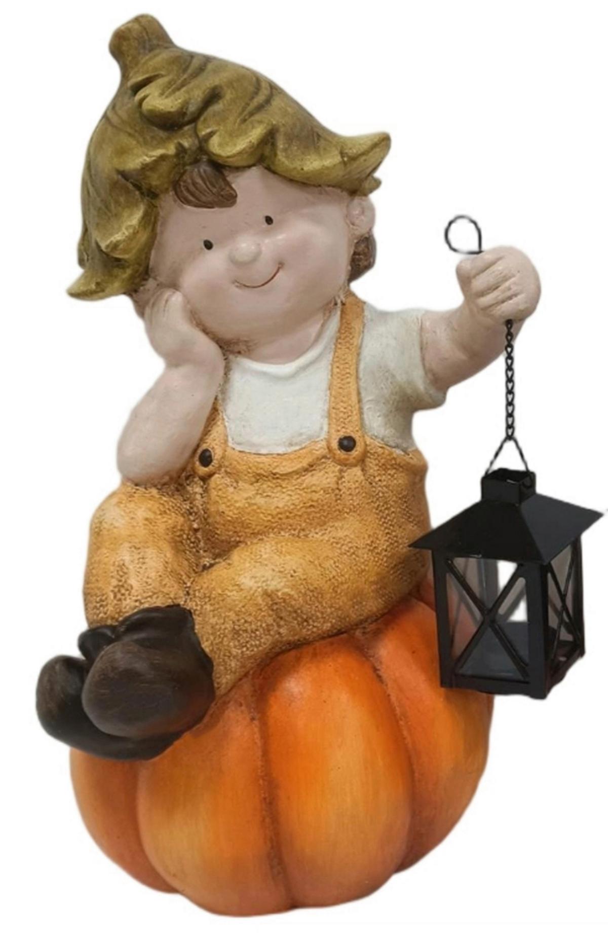 DEKOFIGUR KIND Fabian - Creme/Braun, KONVENTIONELL, Stein/Metall (24,5/22,5/41,5cm) - Luca Bessoni