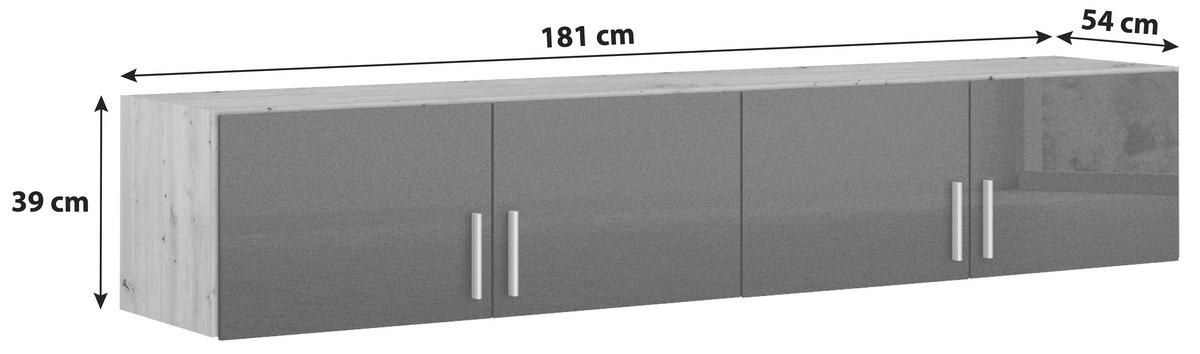 Felsőszekrény Celle Extra - Artisan tölgy/sötétszürke, Design, faalapú anyag (181/39/54cm)