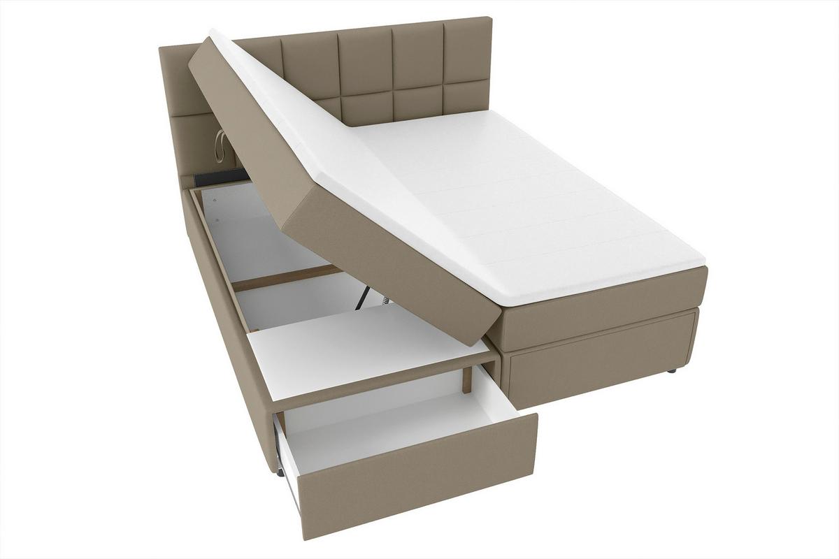 Boxspringbett Garda Mit Topper 160x200 - Schwarz/Braun, KONVENTIONELL, Holzwerkstoff/Textil (160/200cm)