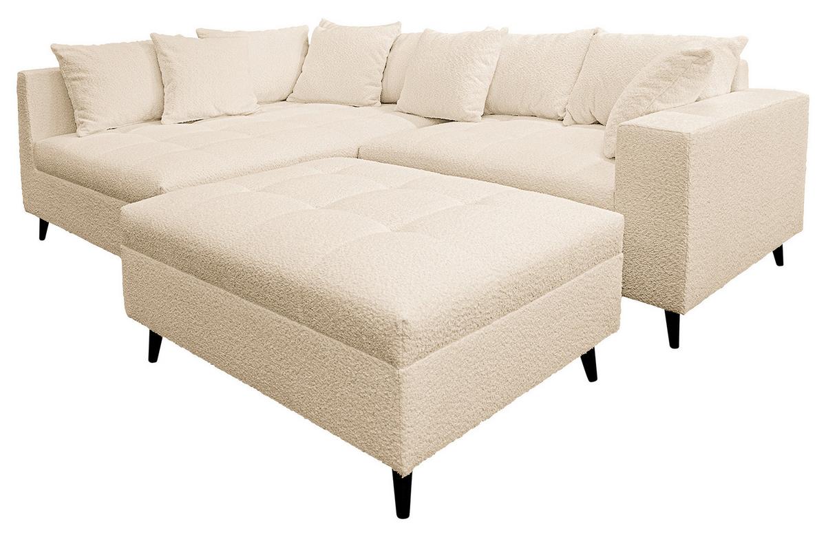 Ecksofa Pruno, Beige S: 174x247 Cm - Beige/Schwarz, Design, Textil (174/247cm) - MID.YOU