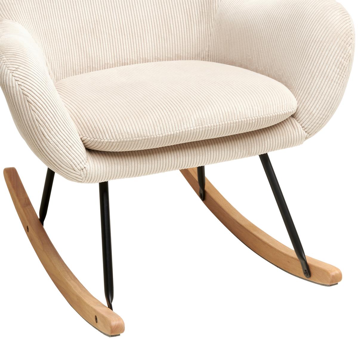 Schaukelsessel Rocking Scandi - Creme/Schwarz, MODERN, Textil/Metall (75/102/80cm) - MID.YOU