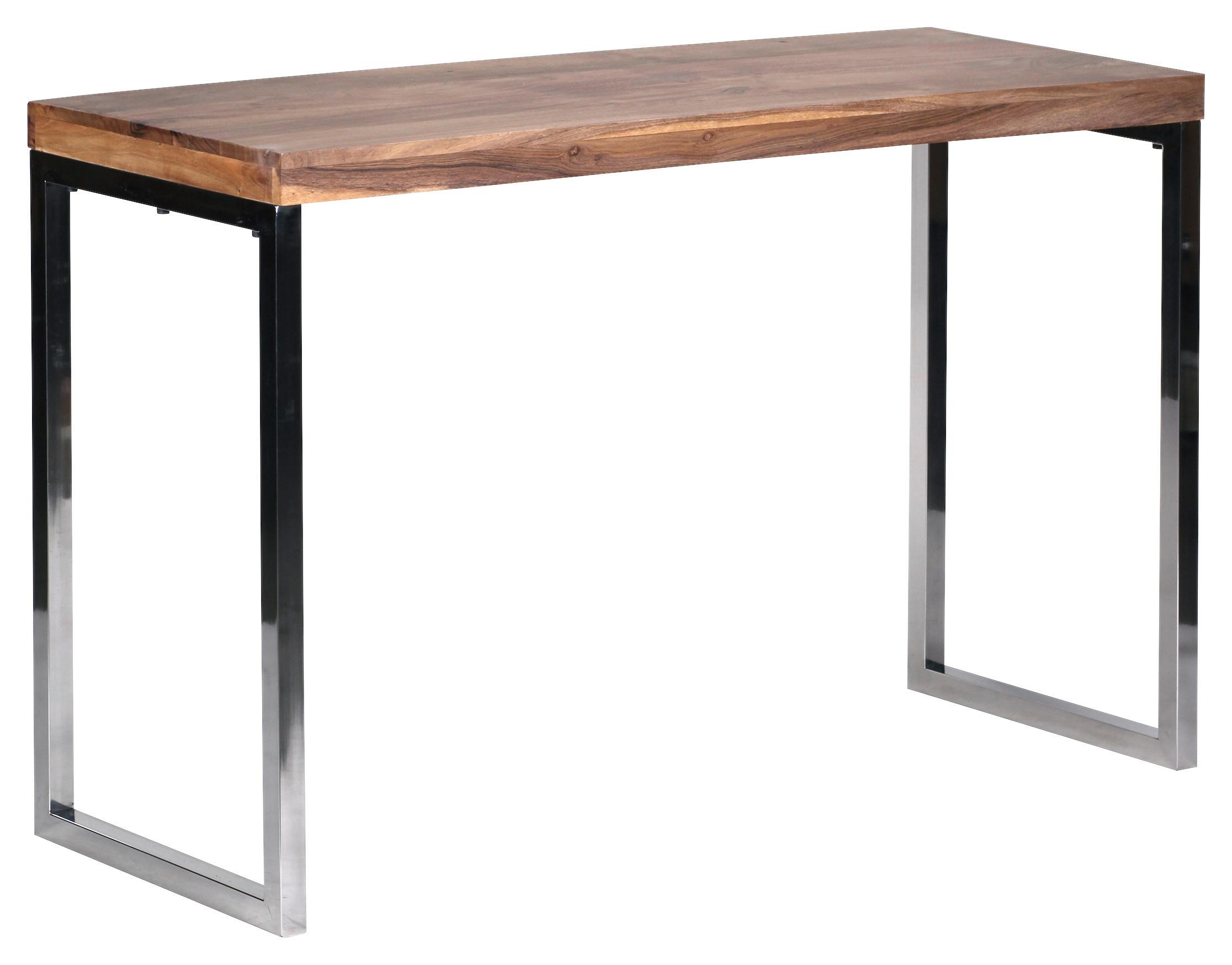 Stolek z masivního dřeva guna š: 120cm - barvy chromu/barvy akácie, Moderní, kov/dřevo (120/45/76cm) - MID.YOU