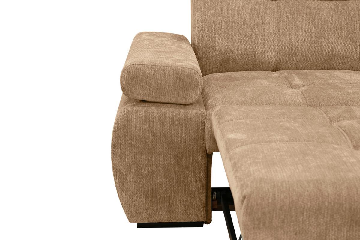 Rohová sedačka VEGAS, pravá, béžovohnedá ženilka - béžovohnedá/čierna, Design, drevo/textil (294/173cm)