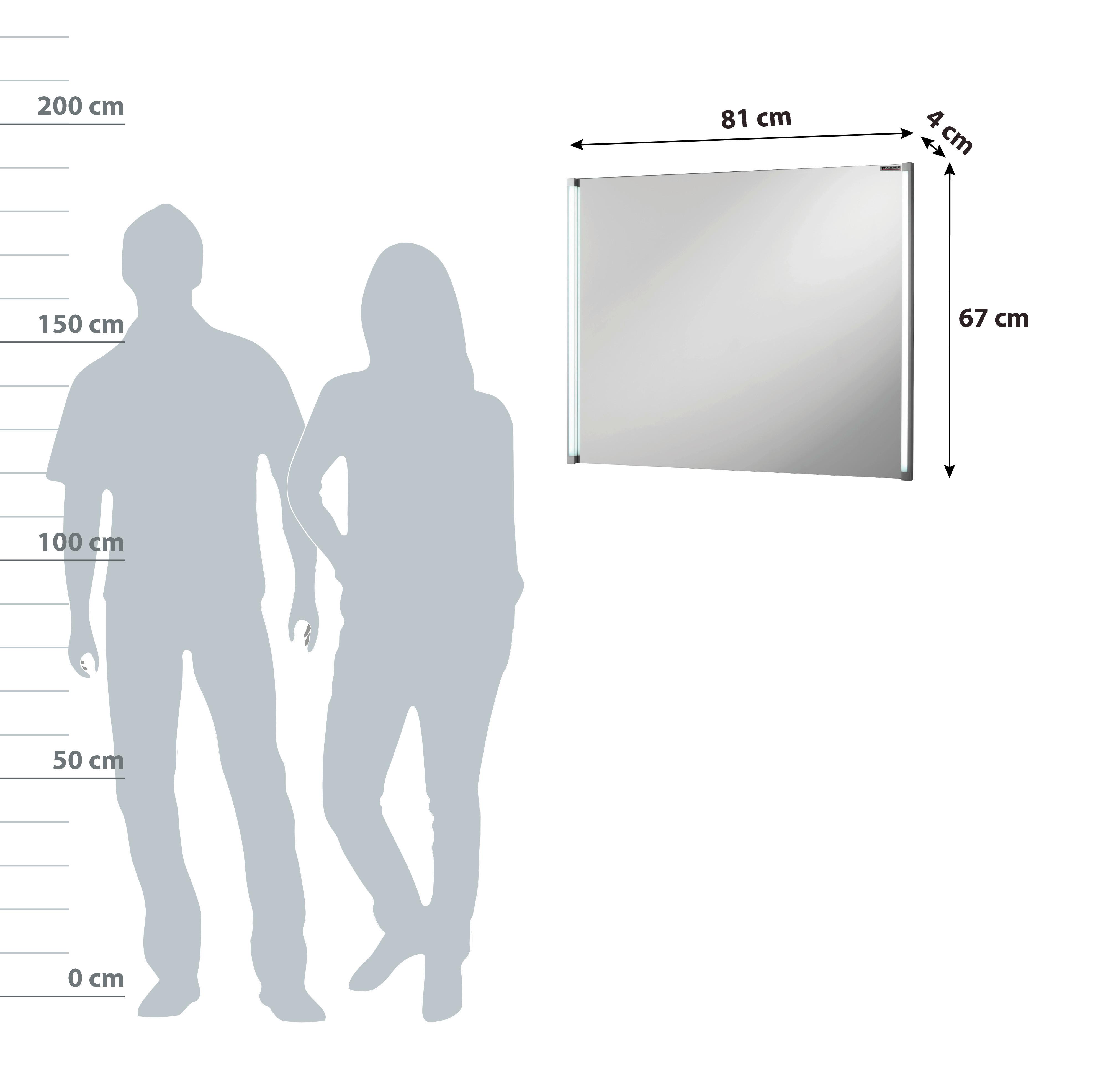 Badspiegel LED-Line BxH 81x67 cm Led Beleuchtung - Alufarben, Basics, Glas/Holzwerkstoff (81/67/4cm) - MID.YOU