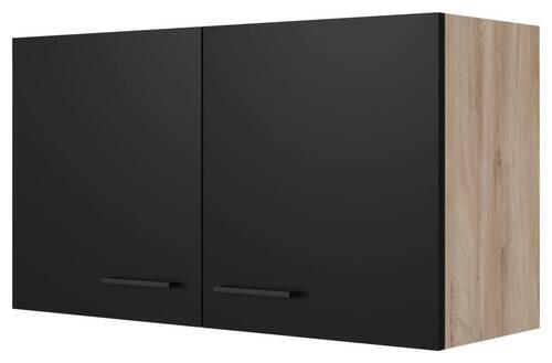 Küchenoberschrank Capri 100 cm Eiche/Schwarz 2 Türen - Eichefarben/Schwarz, KONVENTIONELL, Holzwerkstoff (100/54,8/32cm) - FlexWell