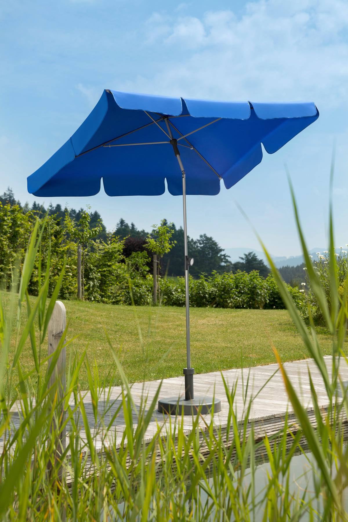 Sonnenschirm Locarno Bht: 120x240x180 Cm Royalblau - Royalblau/Silberfarben, Basics, Textil/Metall (120/240/180cm) - Schneider