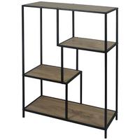 Regal aus Eisen Linz B: 77 cm Schwarz/Eiche Dekor - Schwarz/Naturfarben, MODERN, Holzwerkstoff/Metall (77/114/33cm)