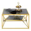 KONFERENČNÝ STOLÍK ANGEL II - čierna/zlatá, Modern, kov/sklo (70/38/70cm) - Mömax