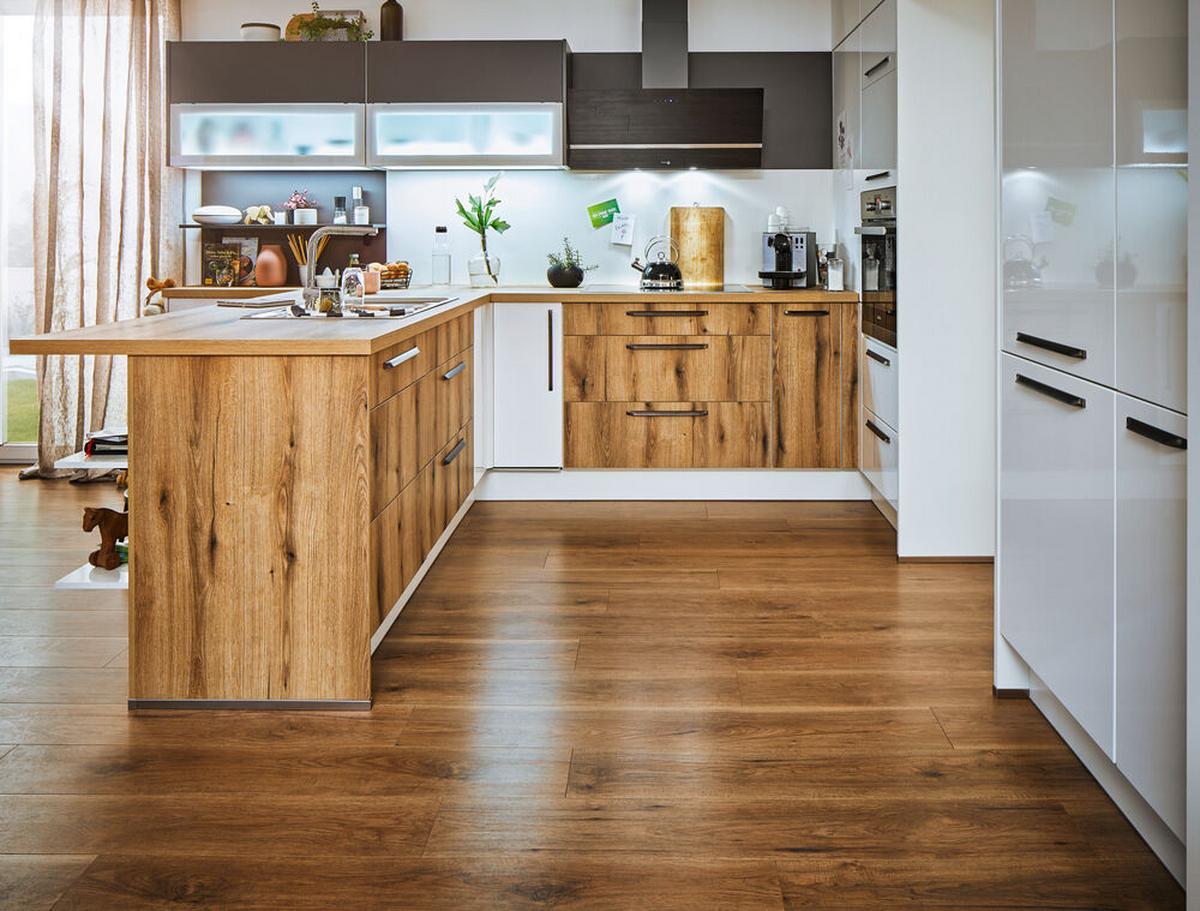 Einbauküche Pn 20 Frei Planbar Modernes Design - Eichefarben/Anthrazit, Holzwerkstoff - Pino