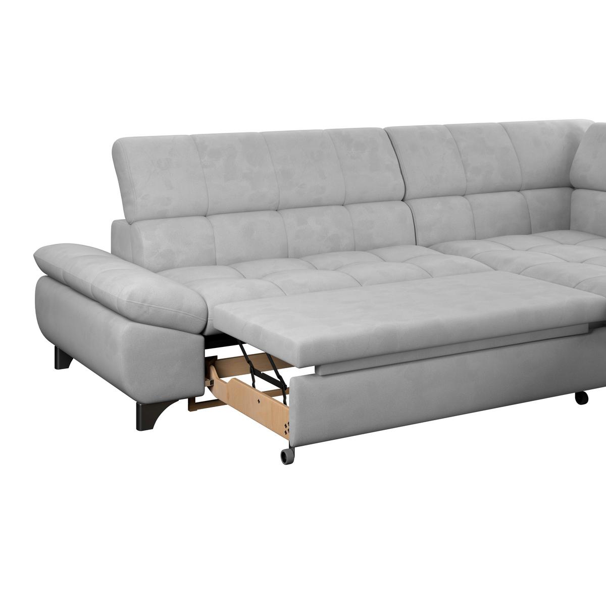 Ecksofa Gemini Hellgrau, B: 312cm - Chromfarben/Hellgrau, KONVENTIONELL, Textil (312/234cm)