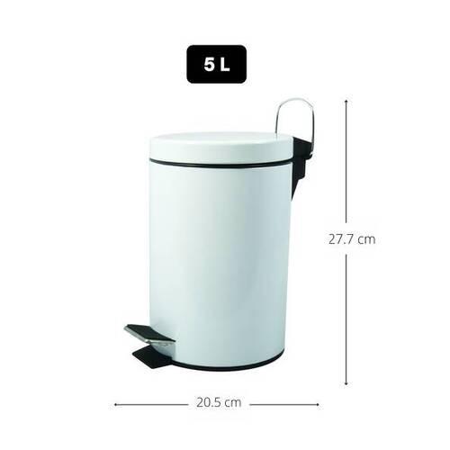 Treteimer Unis 5l Weiß Metall Dxh: 20,5x27,7 Cm - Schwarz/Weiß, KONVENTIONELL, Kunststoff/Metall (20,5/27,7cm) - Spirella
