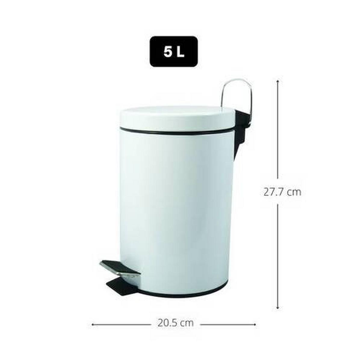 Treteimer Unis 5l Weiß Metall Dxh: 20,5x27,7 Cm - Schwarz/Weiß, KONVENTIONELL, Kunststoff/Metall (20,5/27,7cm) - Spirella