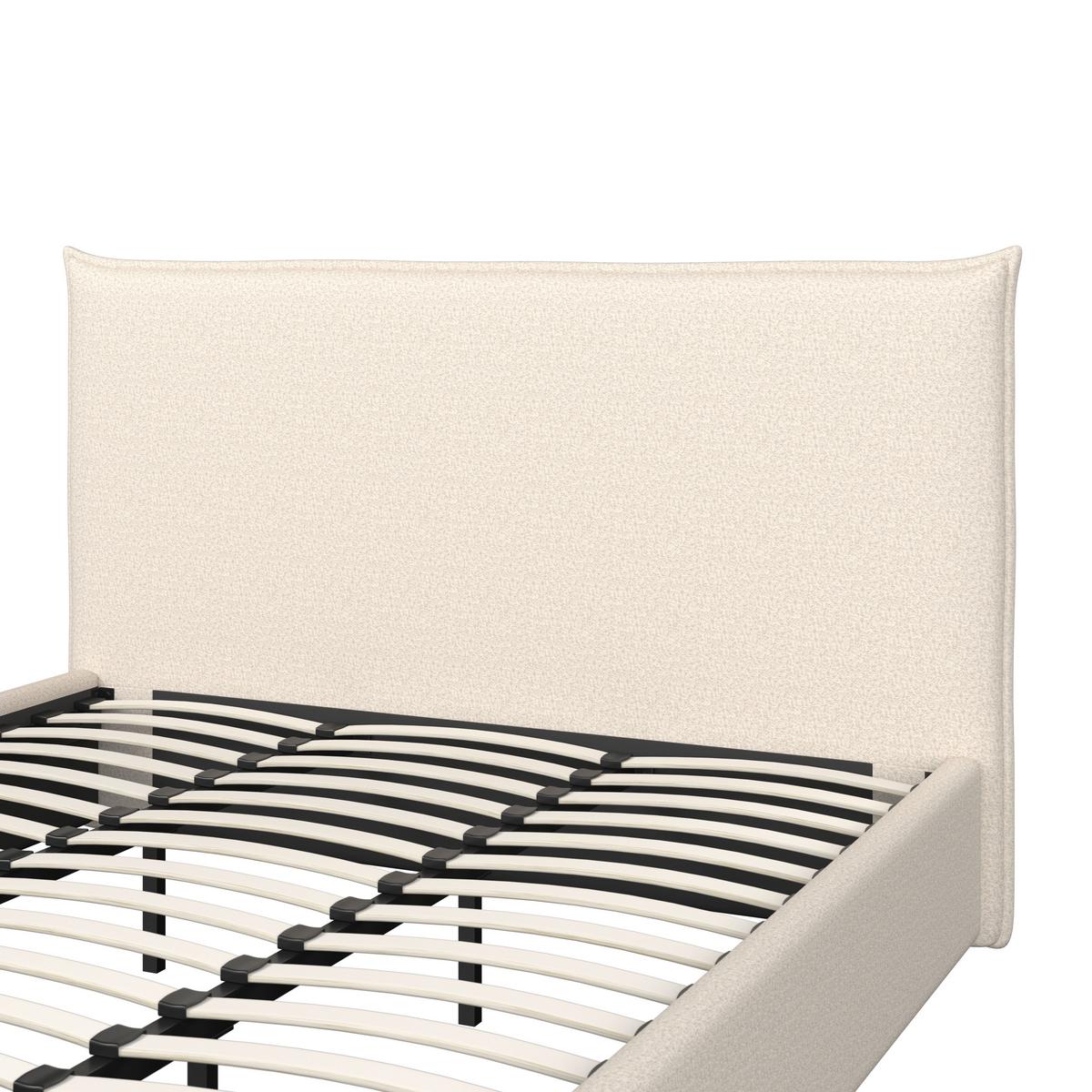 Čalouněná postel ALBA 180x200 cm, béžová - černá/přírodní barvy, Moderní, dřevo/textil (180/200cm) - Bessagi Home