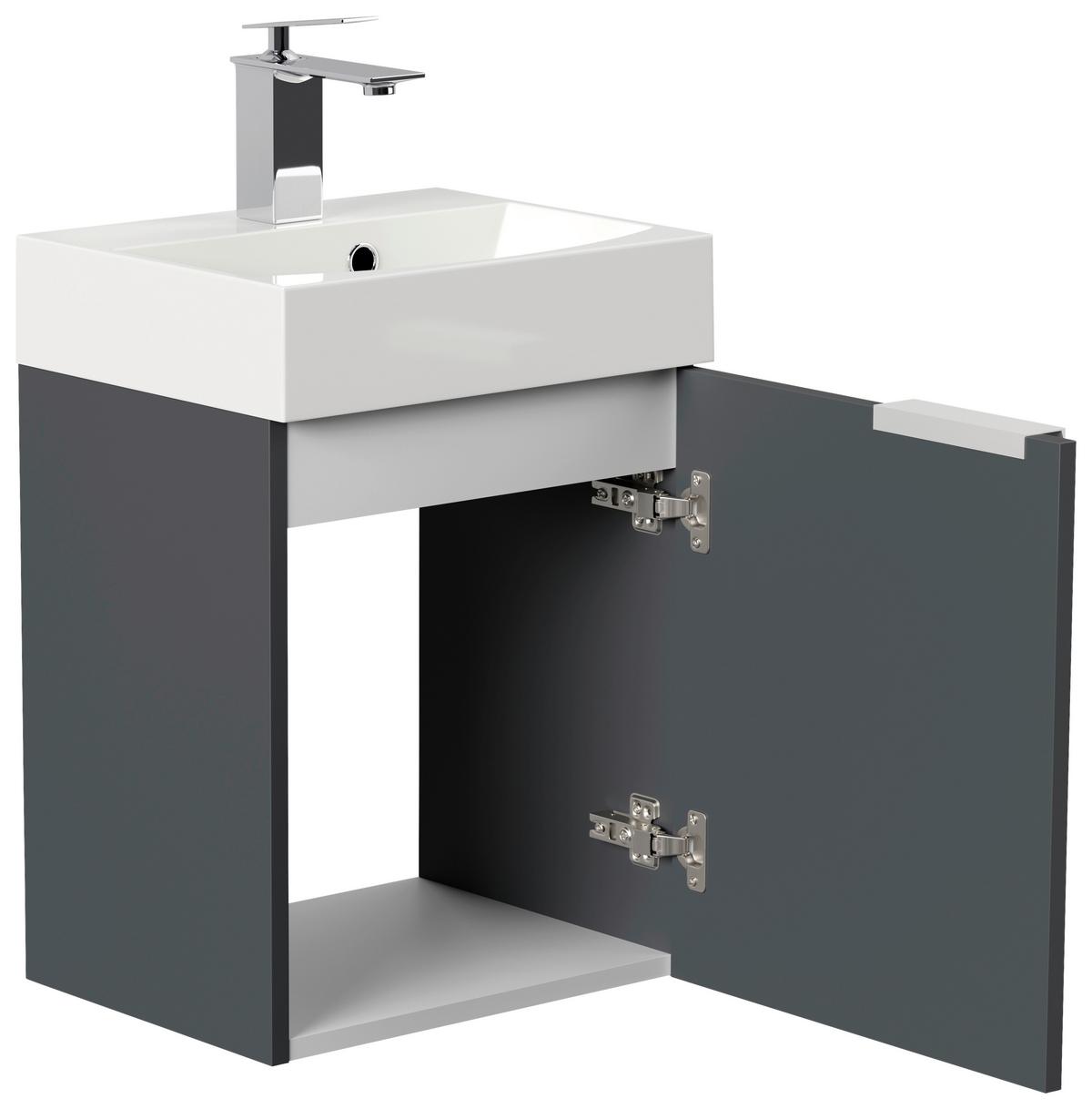 Gästebad Cubi Graphitfarben B: 40 cm - Graphitfarben/Weiß, MODERN, Holzwerkstoff/Stein (40cm) - MID.YOU