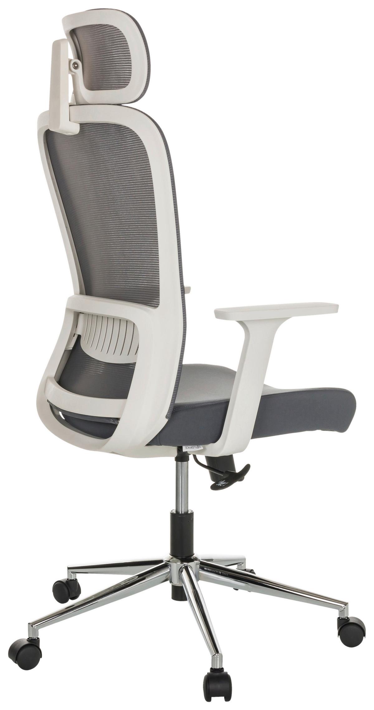 Drehstuhl Belaia W - Silberfarben/Grau, Basics, Kunststoff/Textil (66/113-130/60cm) - MID.YOU