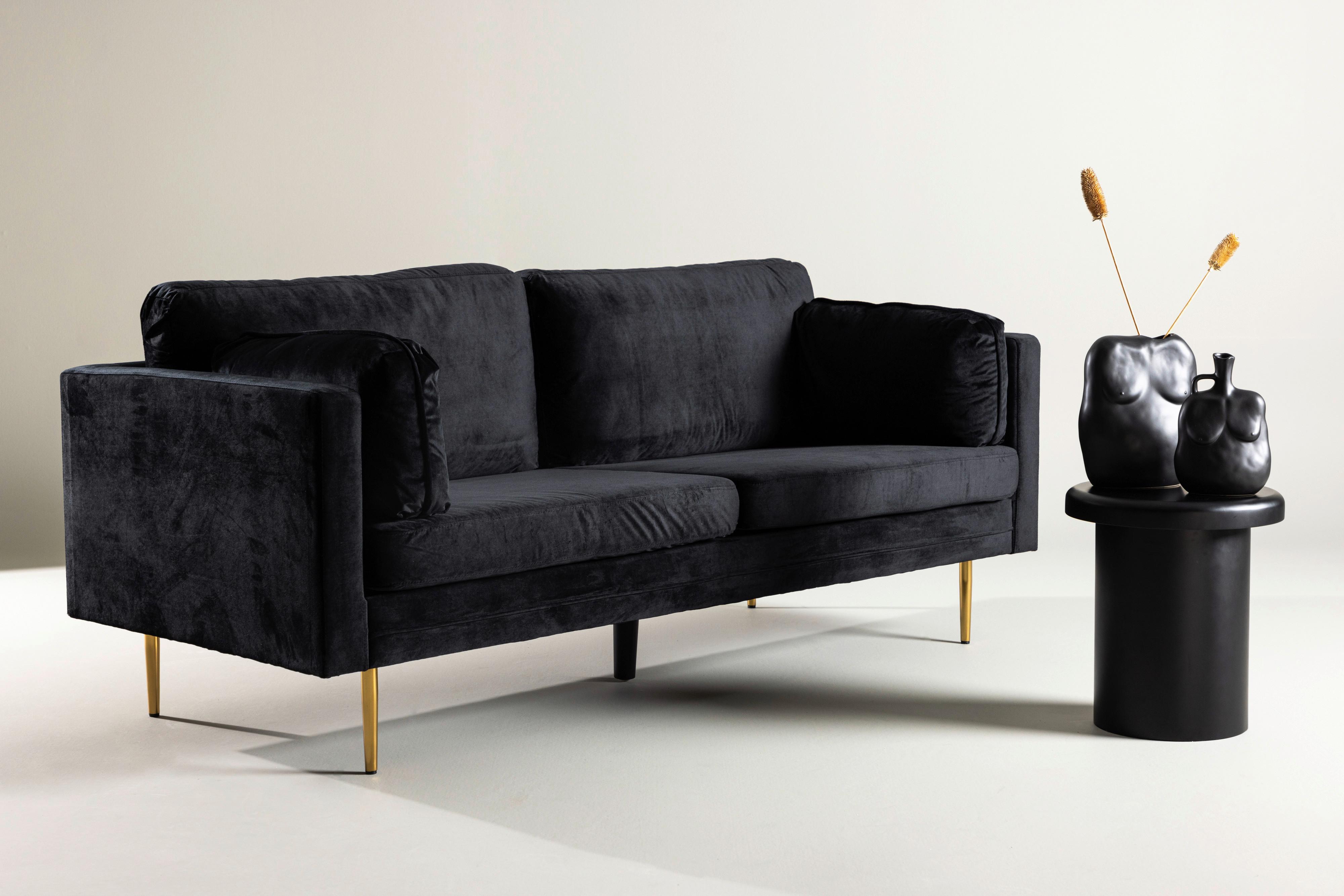 2-Sitzer-Sofa Boom - Goldfarben/Schwarz, Design, Textil/Metall (203/84/90cm) - Livetastic