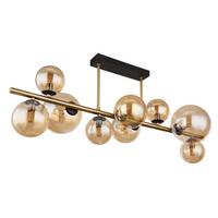Led Mennyezeti Lámpa 56135-9d - fekete/sárgarézszínű, Design, Üveg/fém (87/30/38cm) - Globo
