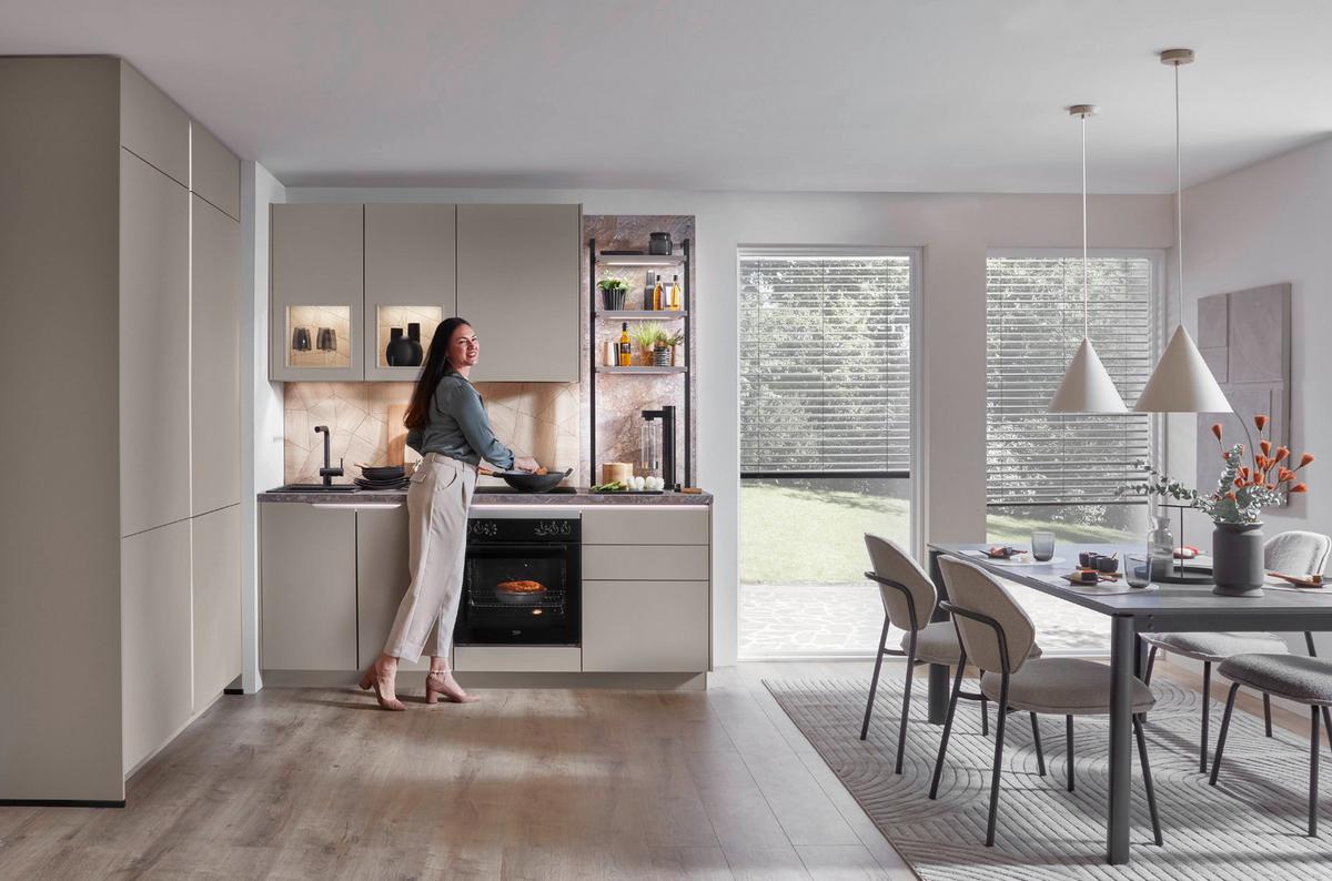 Eckküche Sidney - Hellbraun/Dunkelbraun, MODERN, Holzwerkstoff (218,1/273,2cm) - Vertico